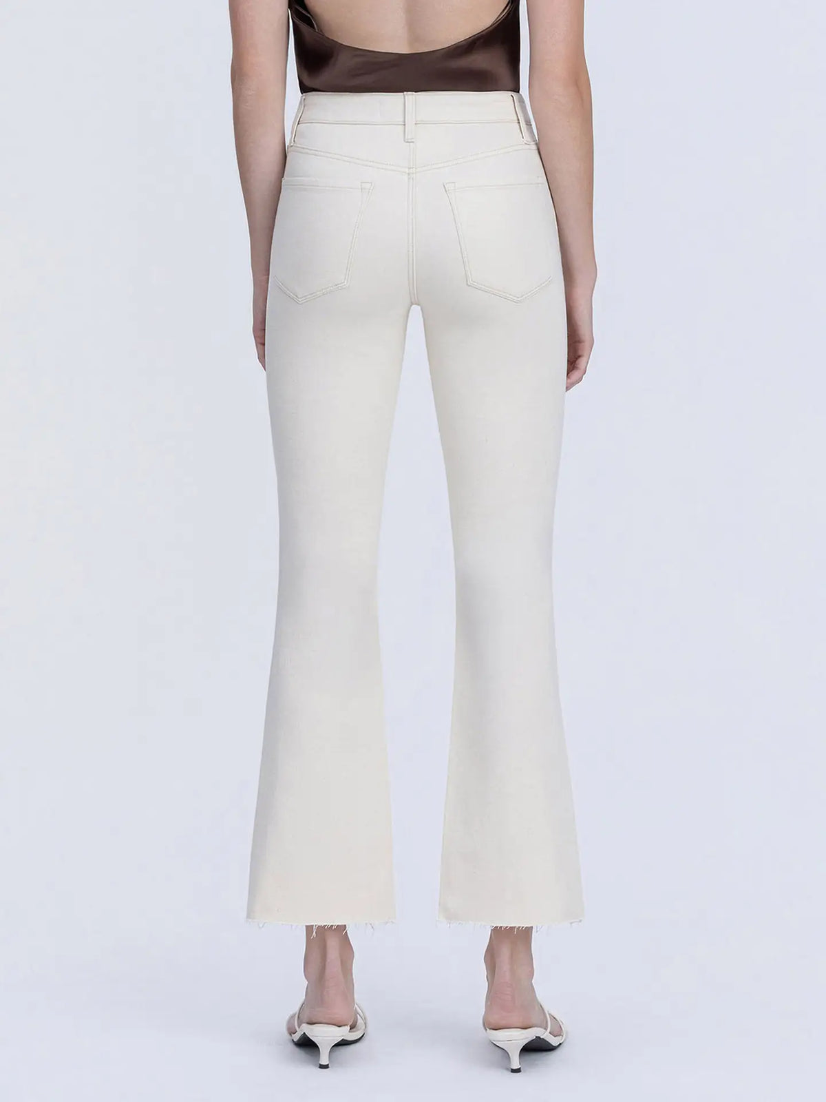 Vervet: Pintuck Ankle Bootcut Jeans in Natural
