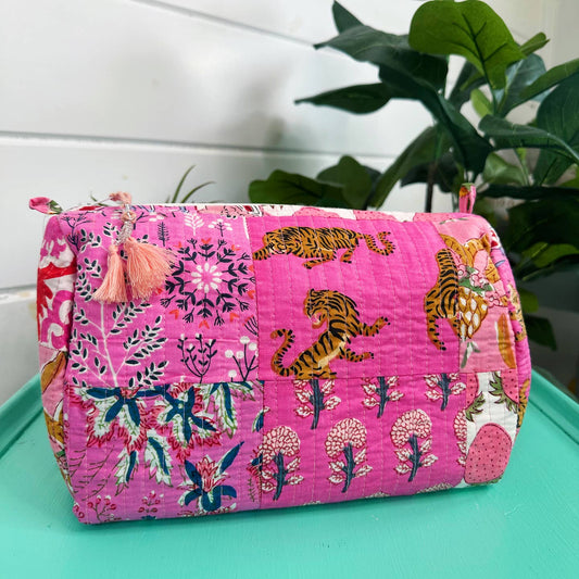Pink Patchwork Cosmetic Bag