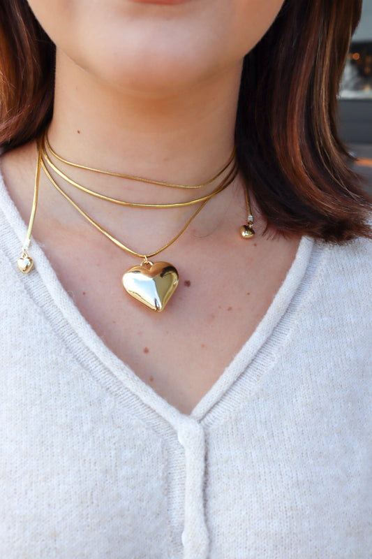 Gold Heart Wrap Necklace