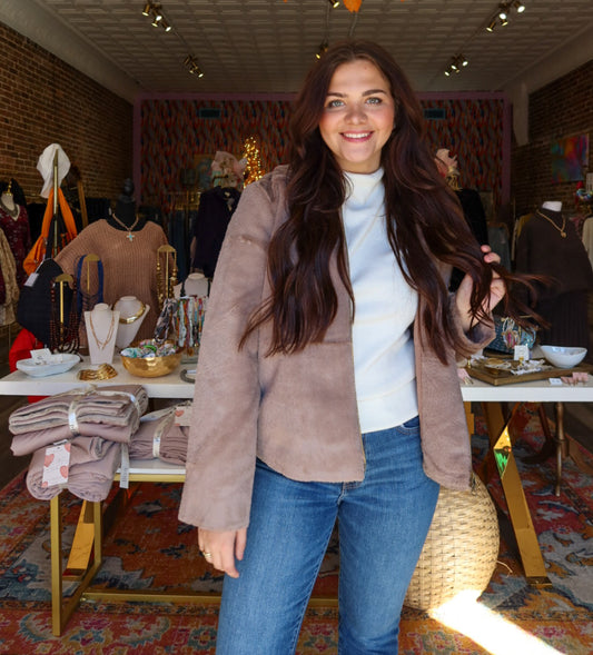 Carley Faux Fur Jacket In Dune