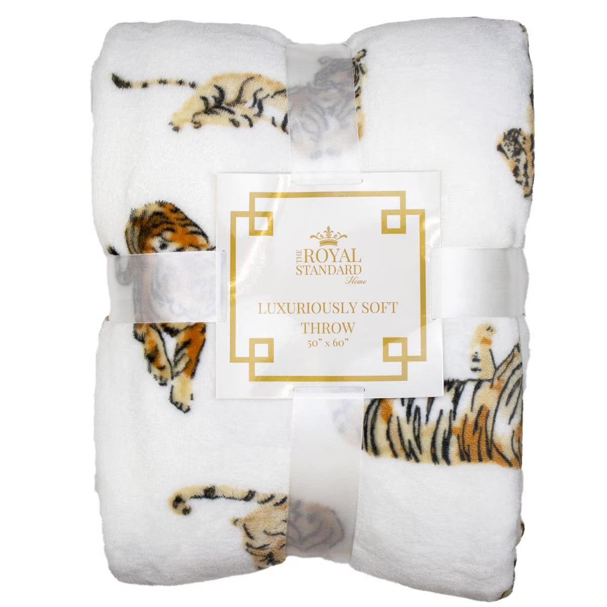 Forever Tiger Throw Blanket in White