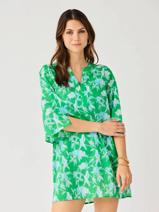 Mary Square: Elizabeth Beach Dress | Tiki Tropics Green