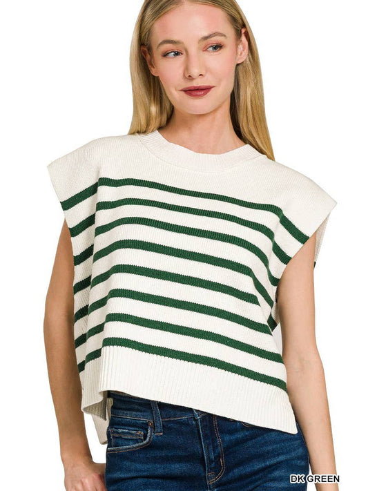 Hannah Sweater in Green Stripe
