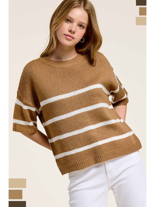 Ellie Stripe Sweater Camel