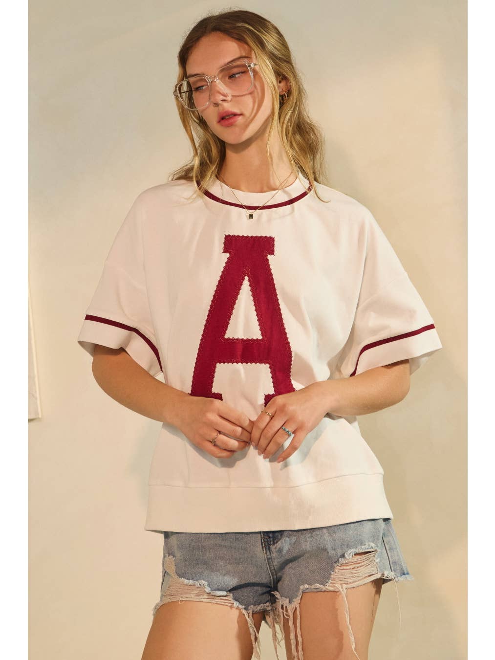 Alabama Short Sleeve Sweatshirt in White