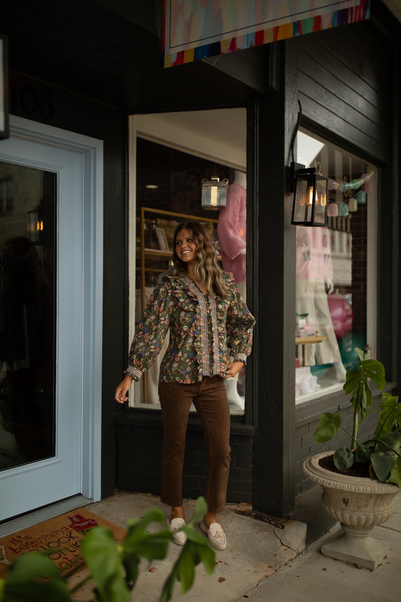 Hallie Top in Brown Floral