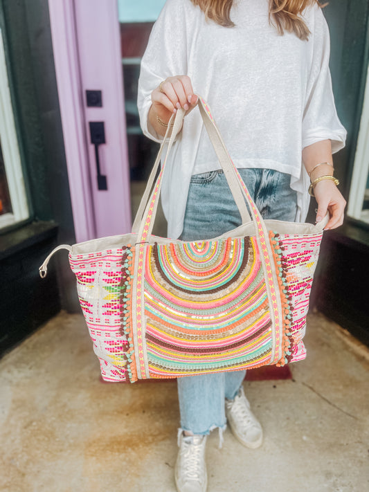 Vibrant Hand Embellished Tote