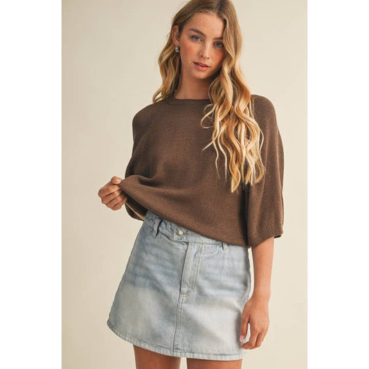 Raglan Short Sleeve Sweater