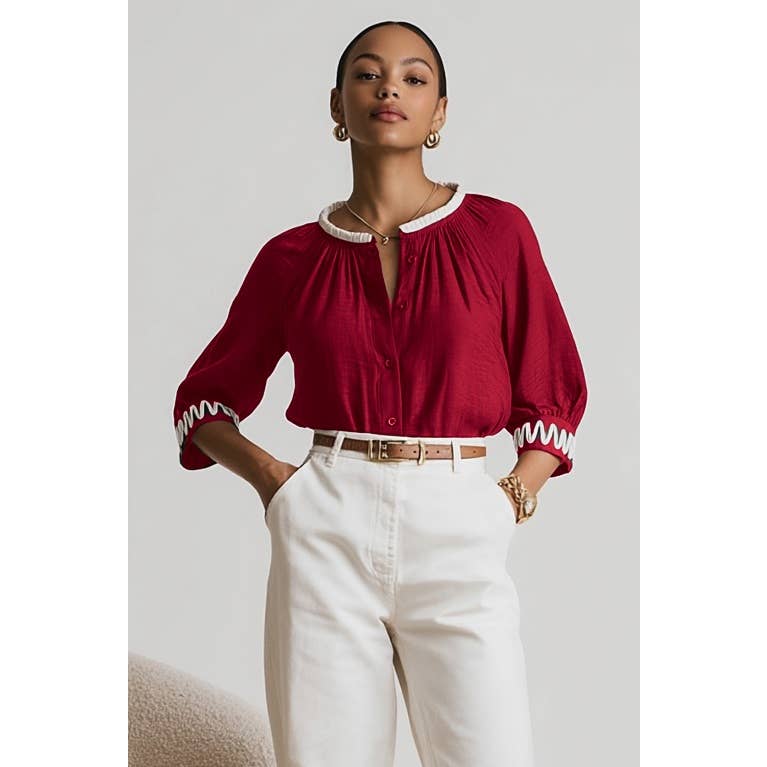 Red Popover Blouse