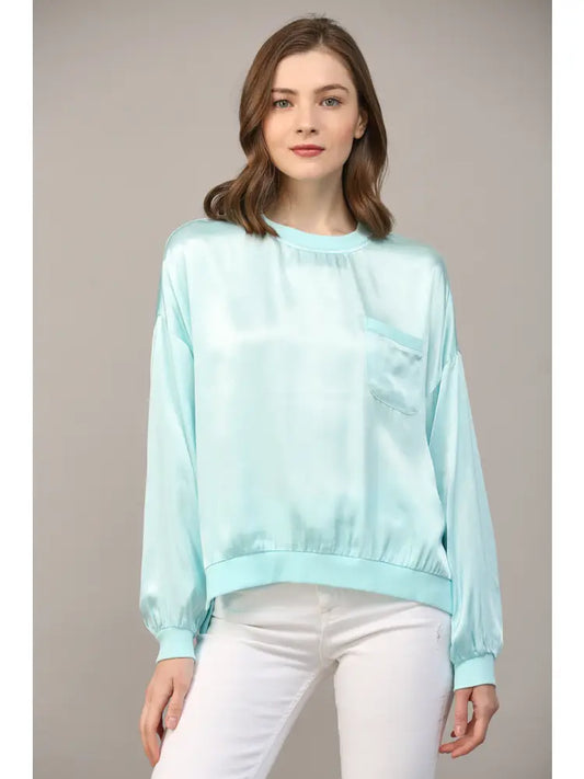 The Lauren Top in Aqua