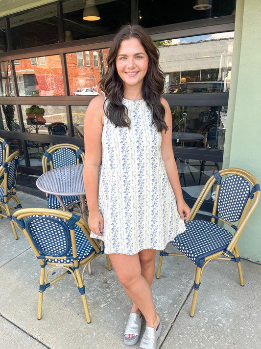 Carmen Mini Dress in Blue