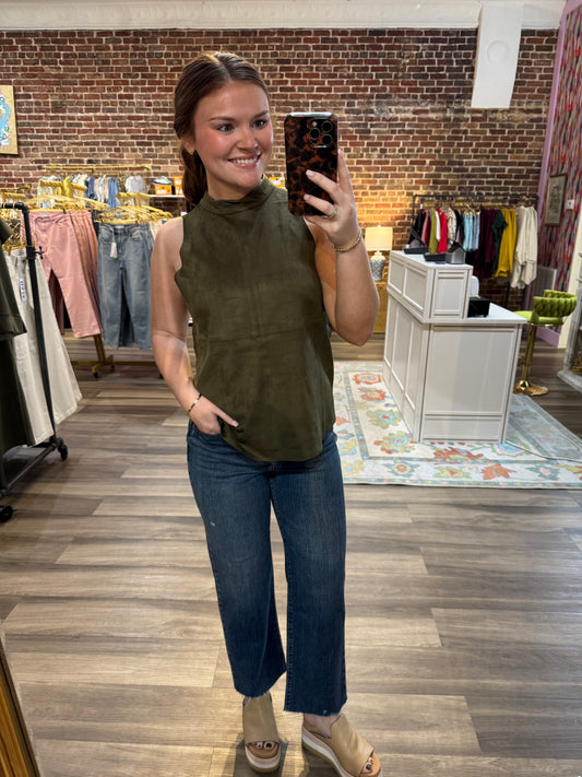 Marissa Suede Top in Olive