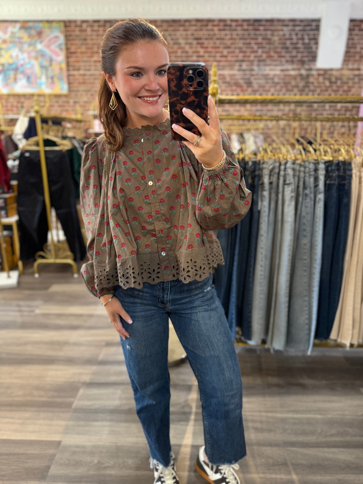 Ellie Top in Brown Floral