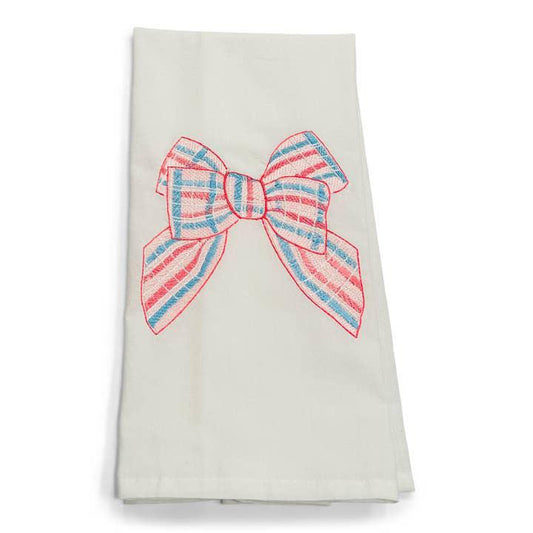 Pink Preppy Bow Tea Towel