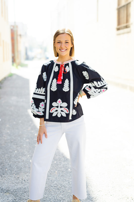 Ivy Jane: Black Applique Top
