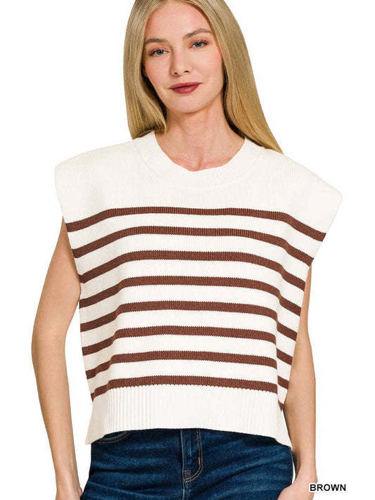 Hannah Sweater in Brown Stripes