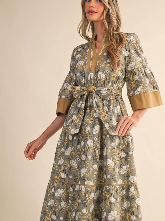 Katherine Dress in Taupe Floral