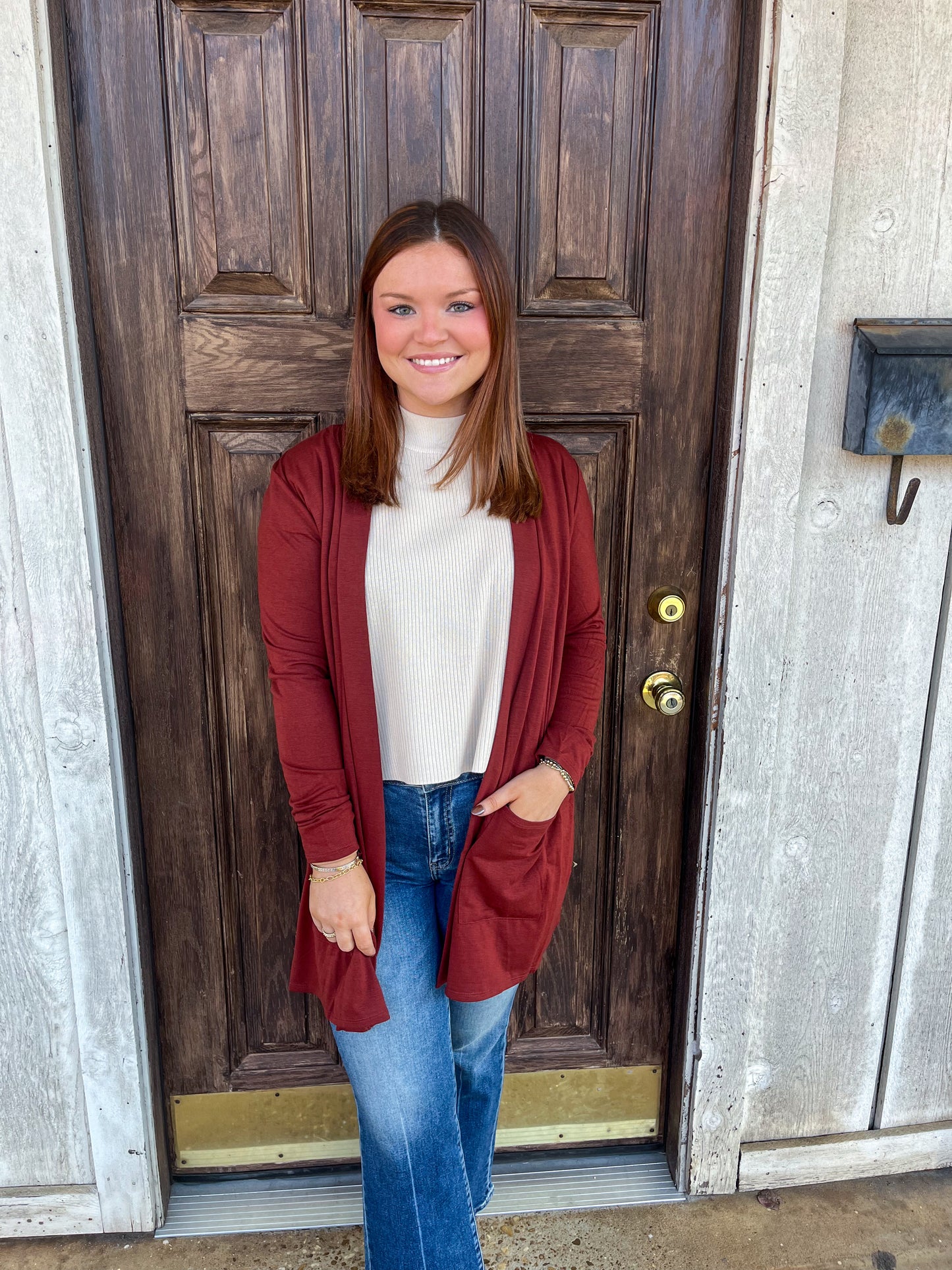 Stacy Cardigan in Dark Rust