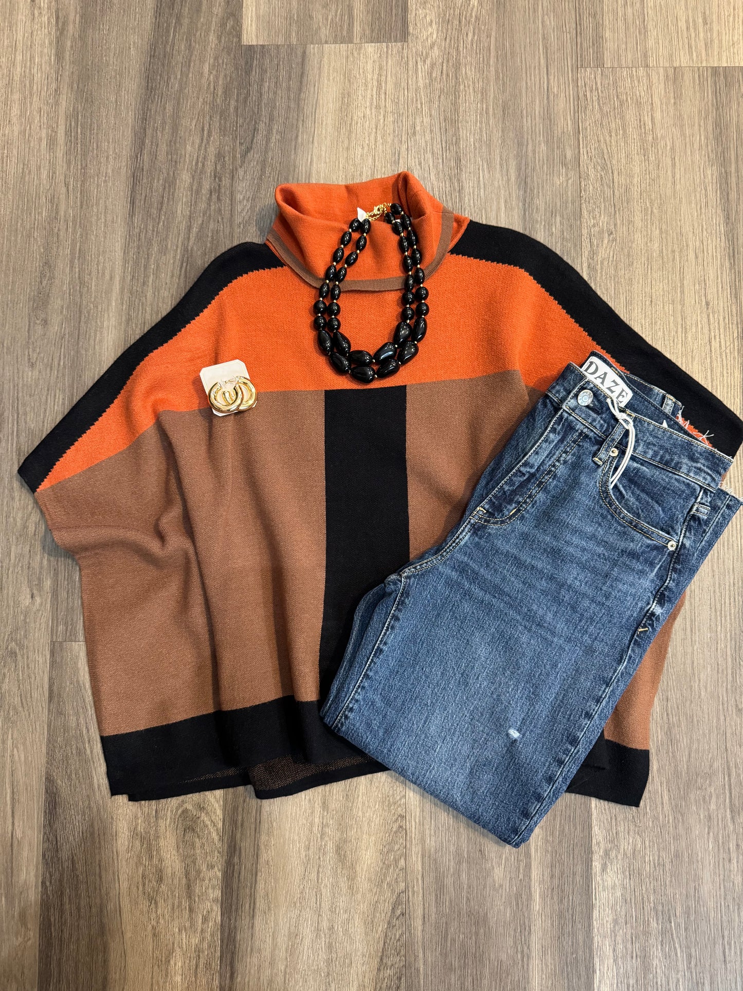 Adrienne Colorblock Poncho