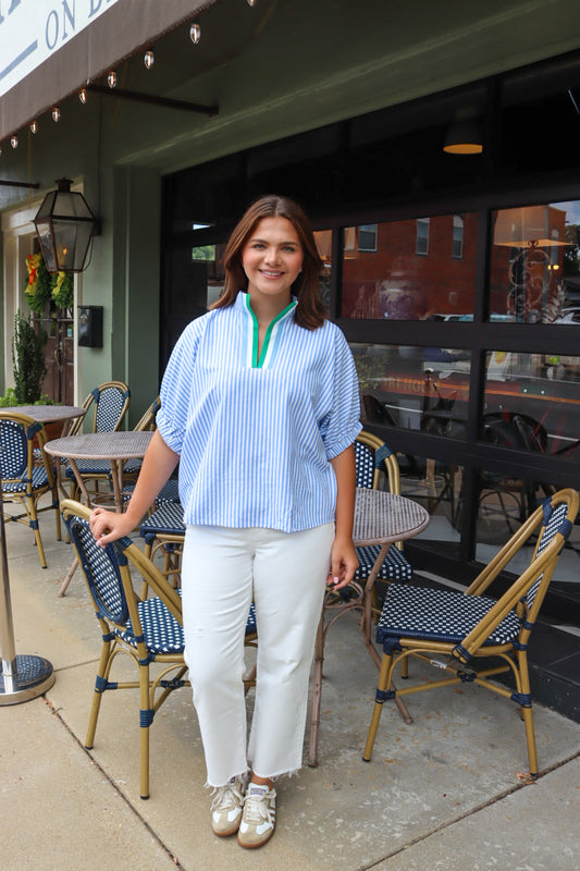Courtney Top in Blue Stripe