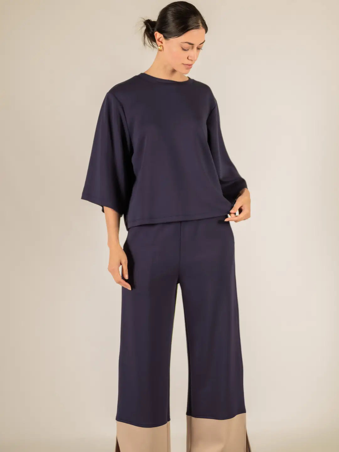 P. CILL Butter Modal Colorblock Wide Leg Pants