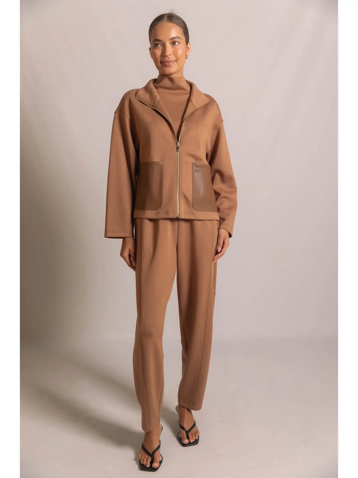 P.Cill Butter Modal Square Pocket Jacket in Latte