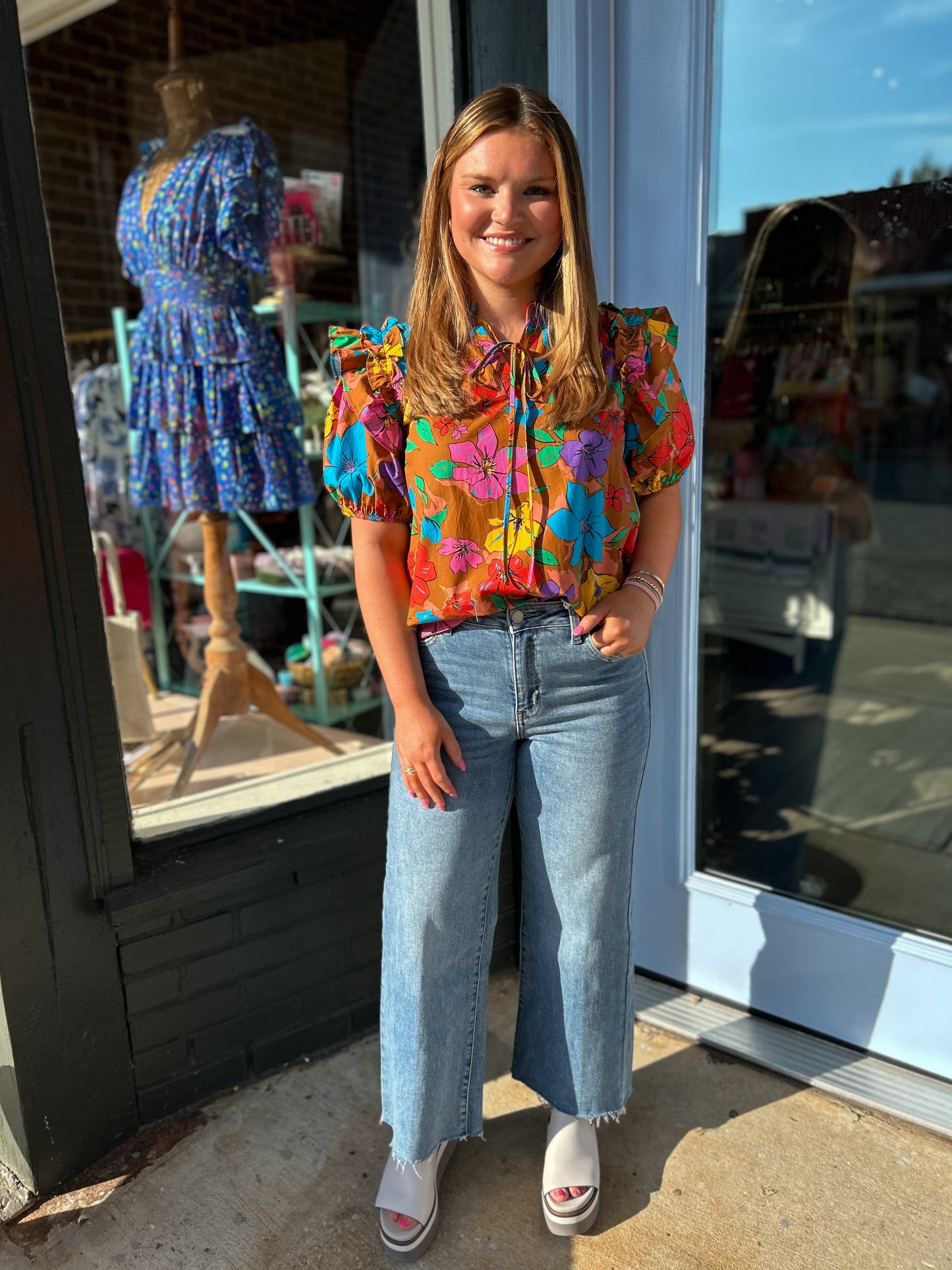 Christen Top in Brown Floral