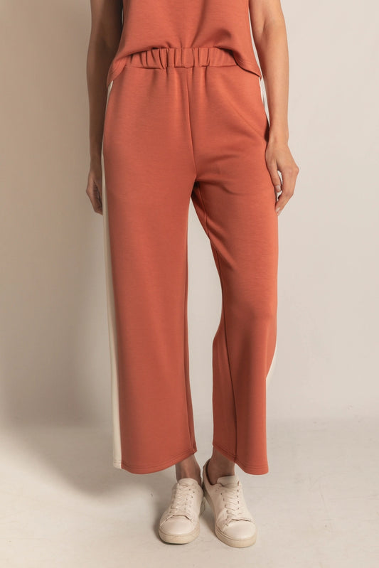P. CILL Butter Modal Side Stripe Wide Leg Pants in Dusty Rose