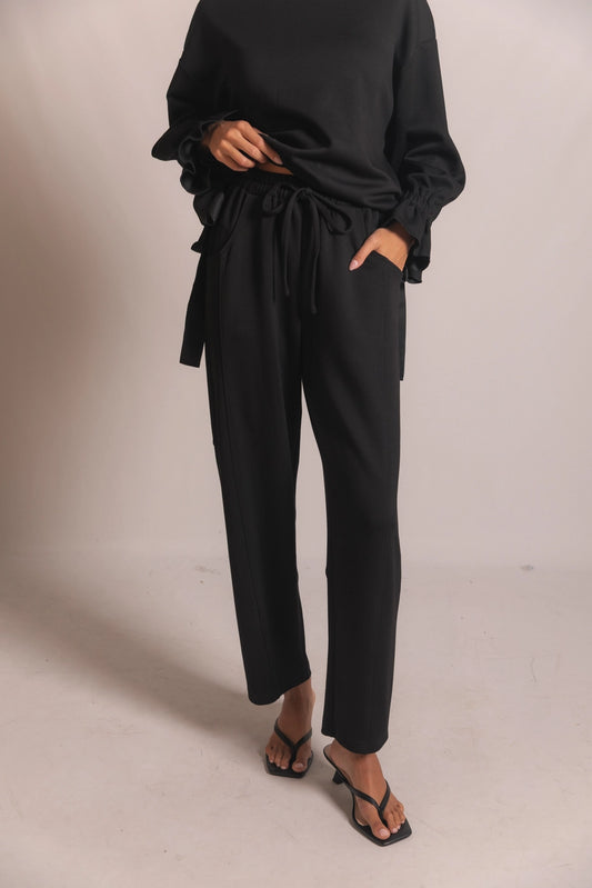P.Cill Butter Modal Barrel Leg Pull On Pants in Black