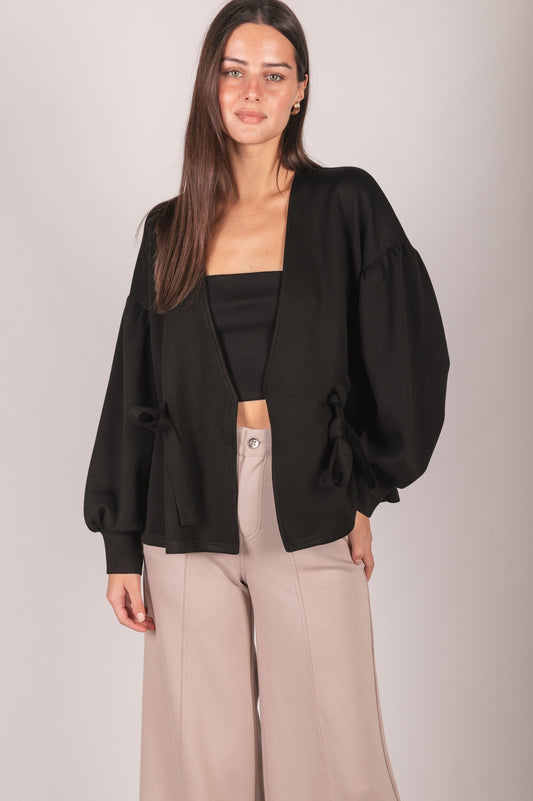 Marcy Wrap Cardigan in Black P.Cill
