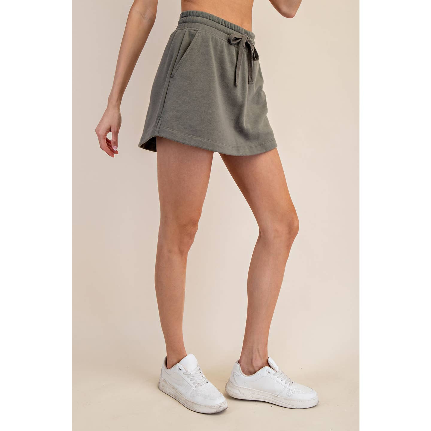 French Terry Skort in Smoky Olive