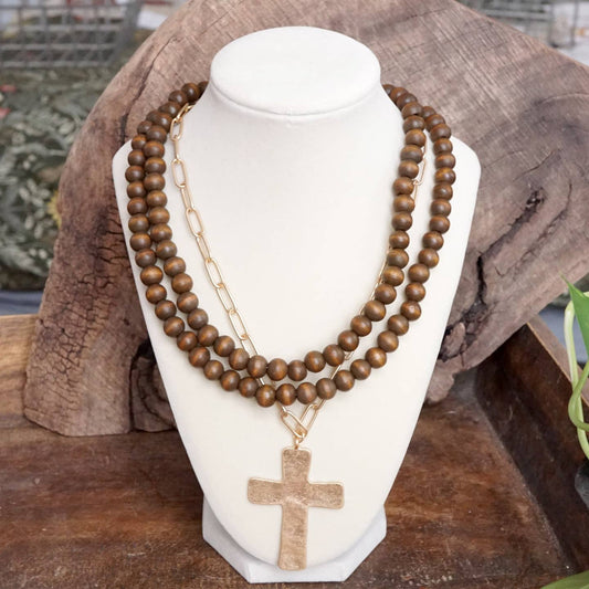 Multi Strand Wooden Bead Necklace