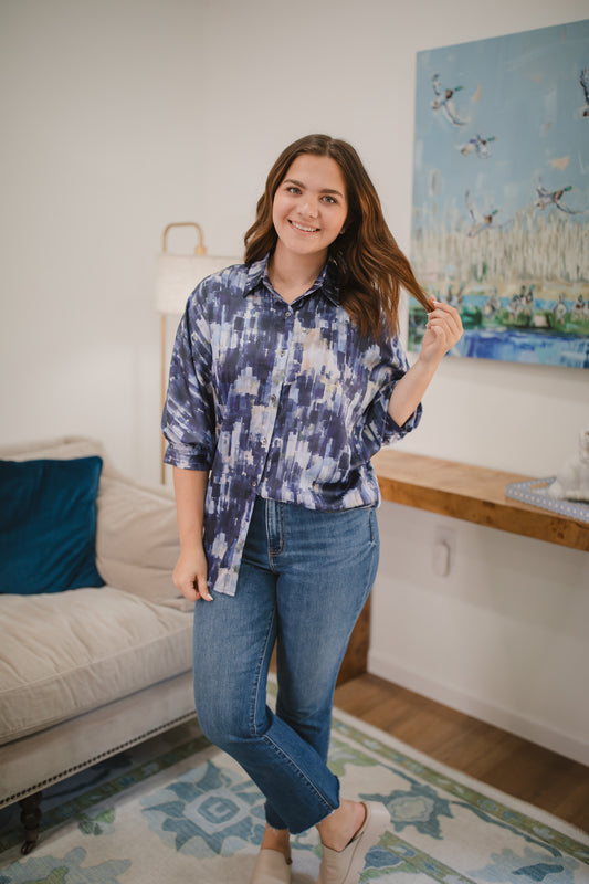 Natalie Top in Navy Multi