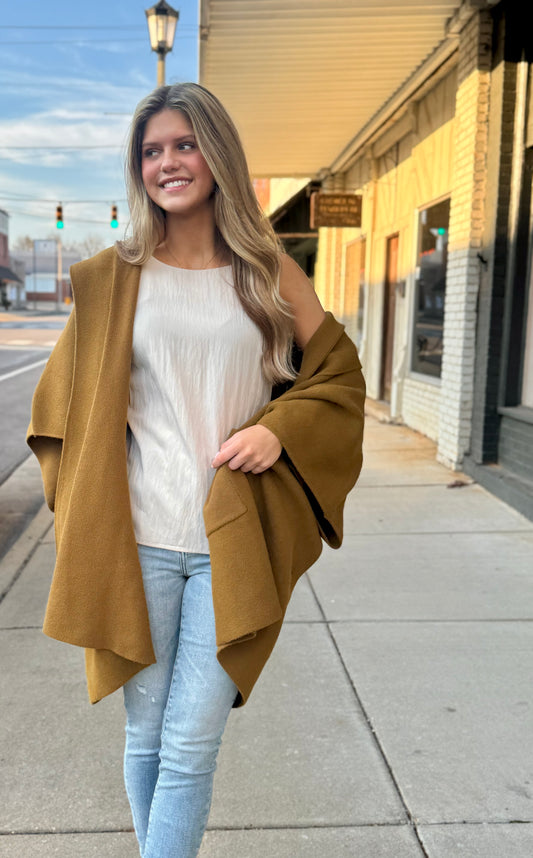 Millie Hooded Cardigan in Camel