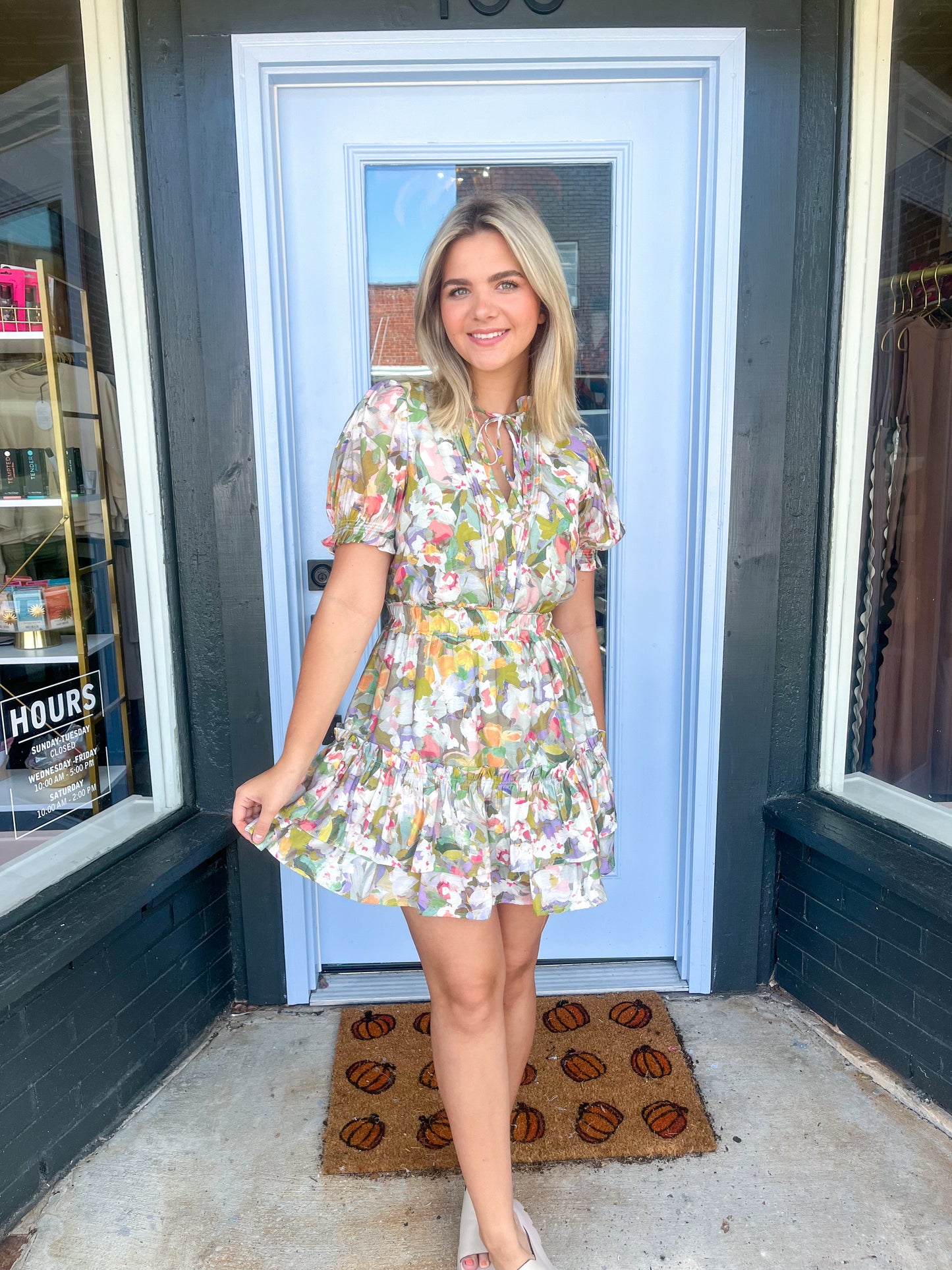 Gretta Mini Dress in Watercolor Floral