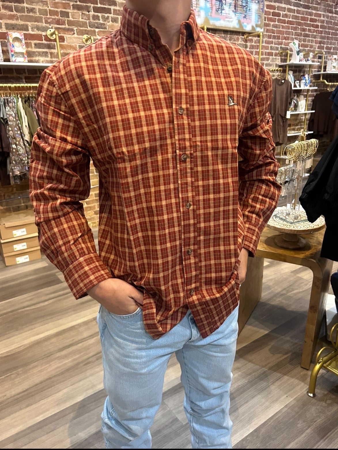 Roost Plaid Button Down in Red