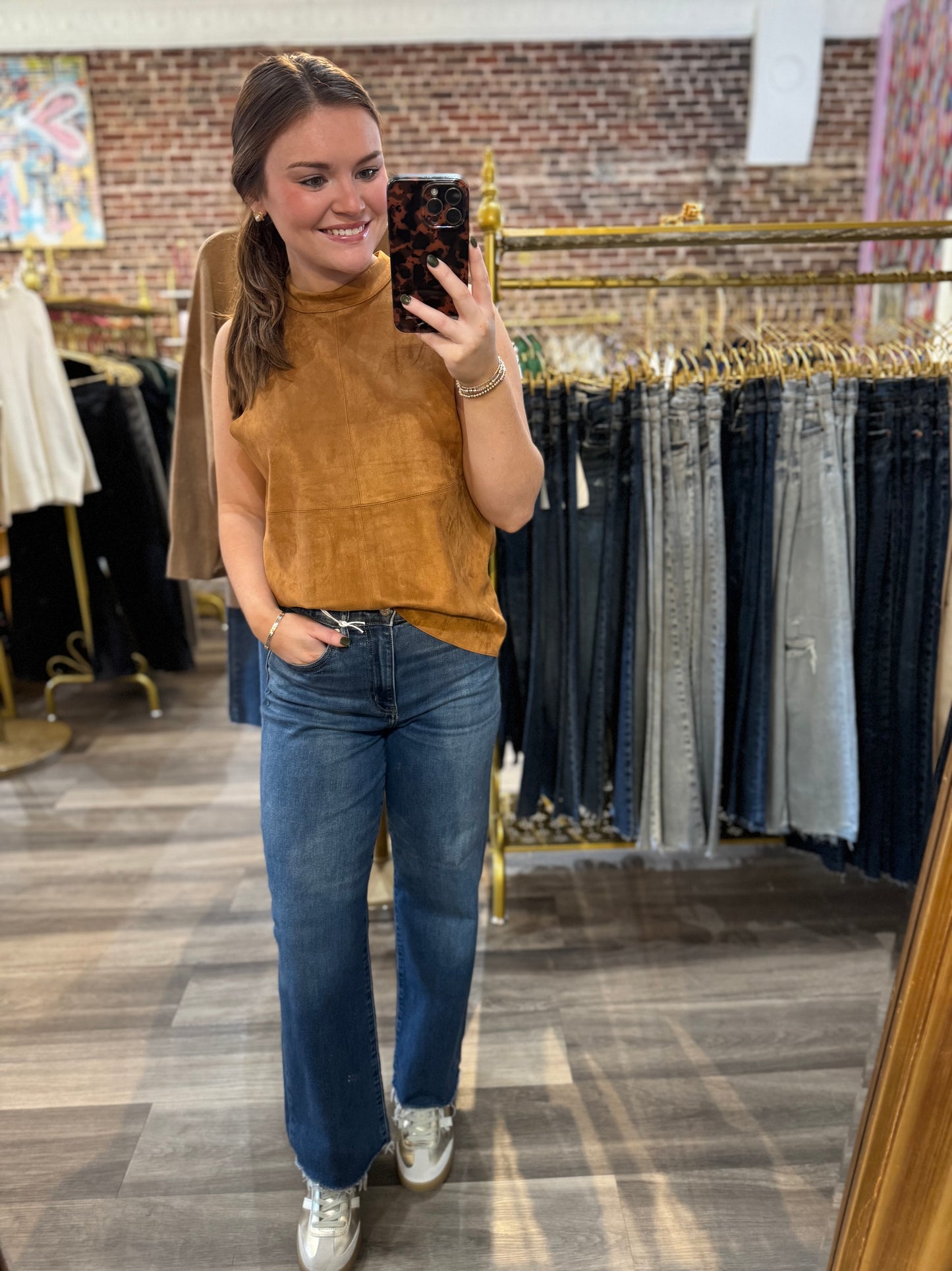 Marissa Mock Neck Top in Cashew