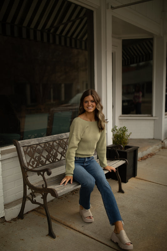 Sadie Long Sleeve Rib Sweater in Sage