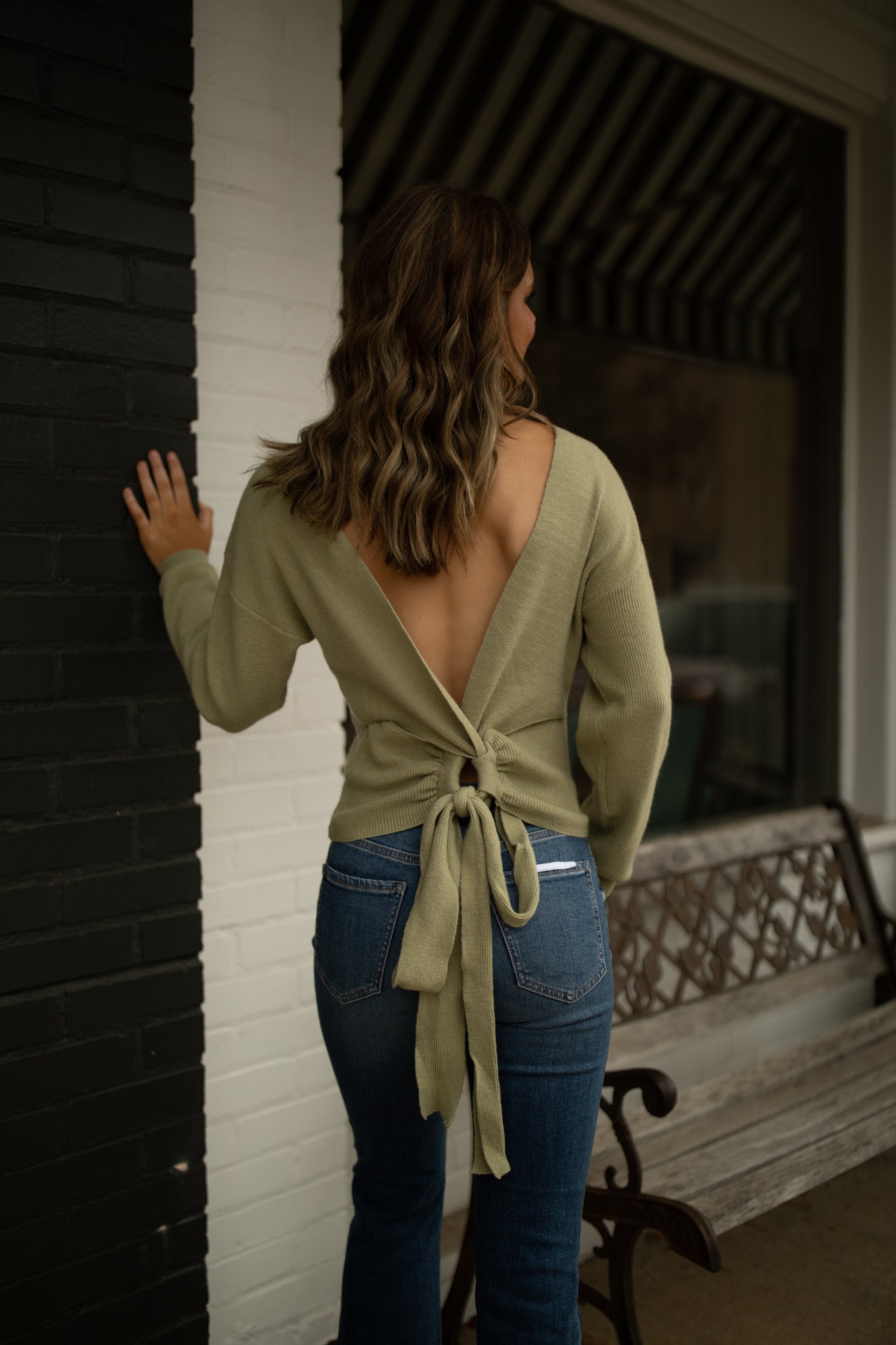 Sadie Long Sleeve Rib Sweater in Sage