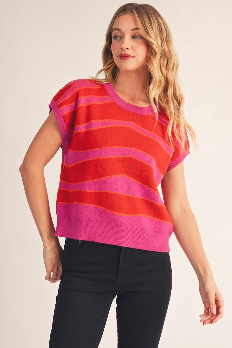 The Zala Sweater Top in Fuchsia