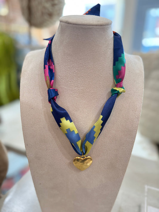 Bubble Heart Scarf Necklace in Multicolor