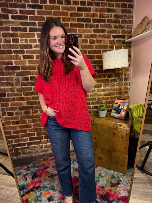 Lola Sweater in Cherry Red