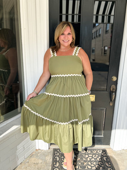 Bailey Ric Rac Midi in Olive