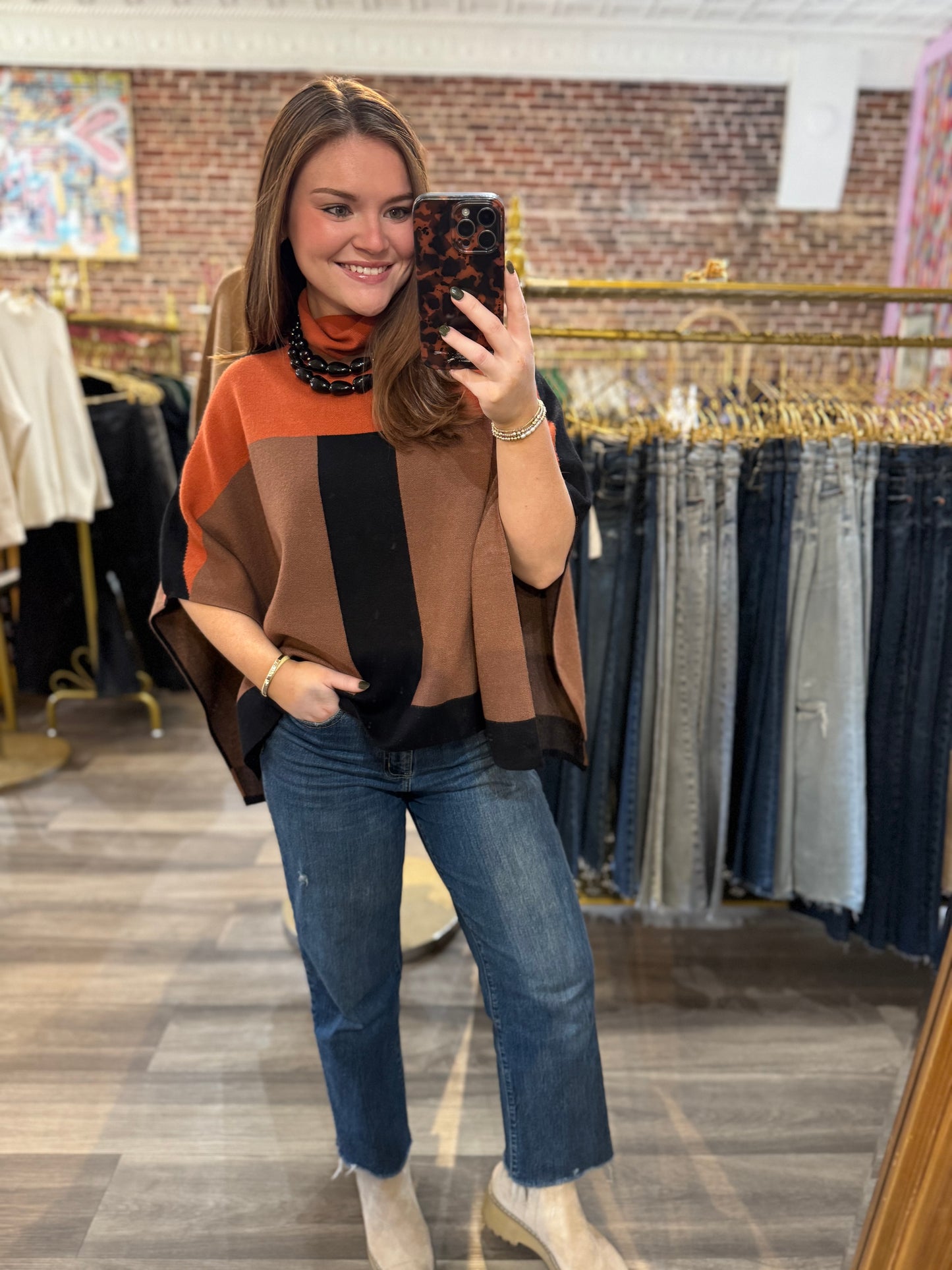Adrienne Colorblock Poncho