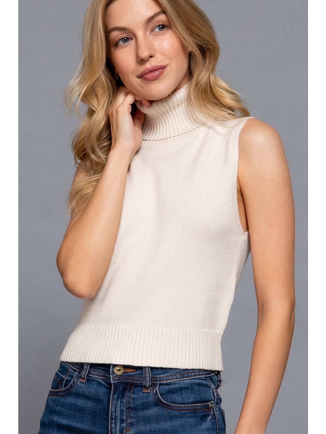 Olivia Sleeveless Turtle Neck Top
