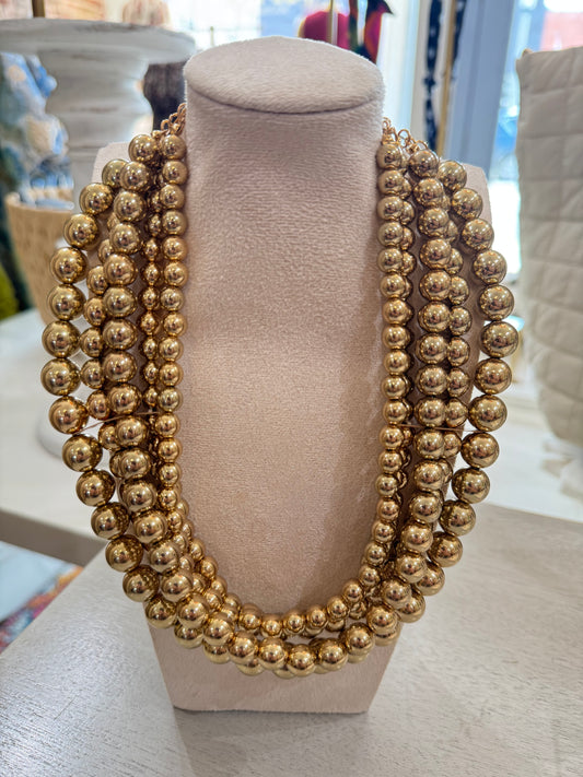 Chunky Gold Beaded Necklace