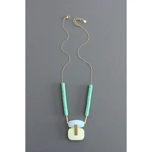 Opal and Mint Pendant Necklace
