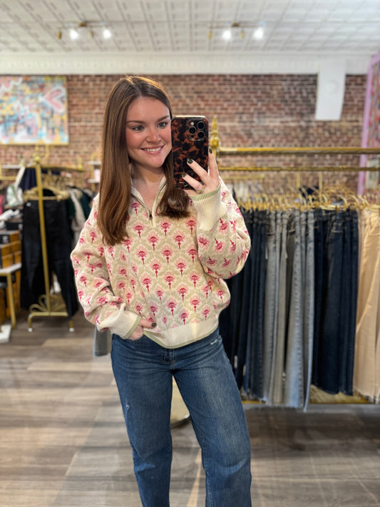 Betty Quarter Zip in Oat Sage