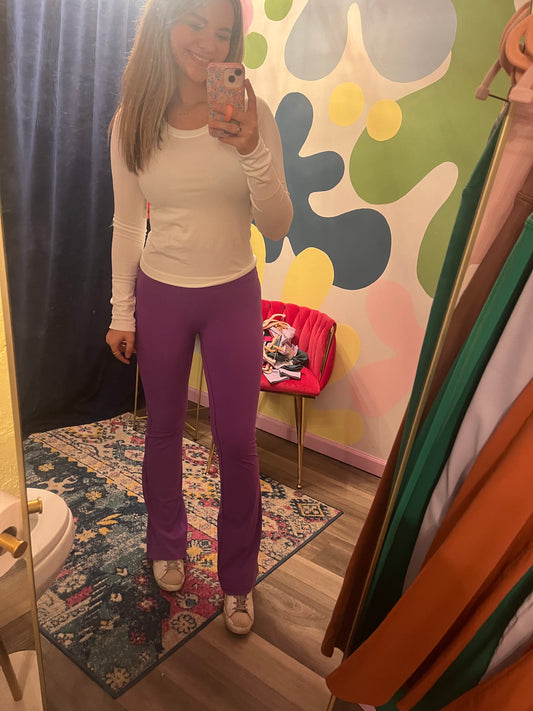 Mallory flare leggings-dark purple