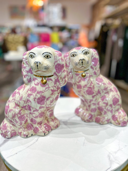 Pink Floral Staffordshire Dogs